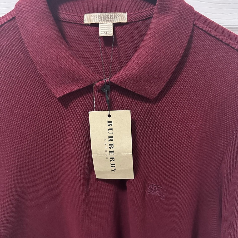 Burberry Red Polo Shirt Classic Design Soft Fabric